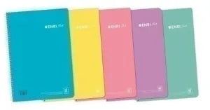 BLOC ENRI PLUS TAPA PP 4º 80H CUADRIC.4X4 90G SURTIDO (5 COL. PASTEL)