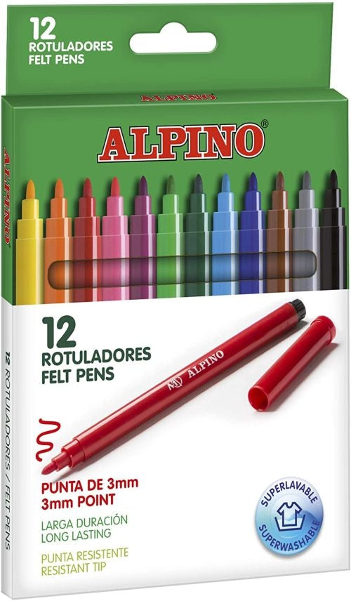ROTULADORES 12 COLORES ALPINO
