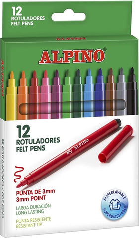 ROTULADORES 12 COLORES ALPINO