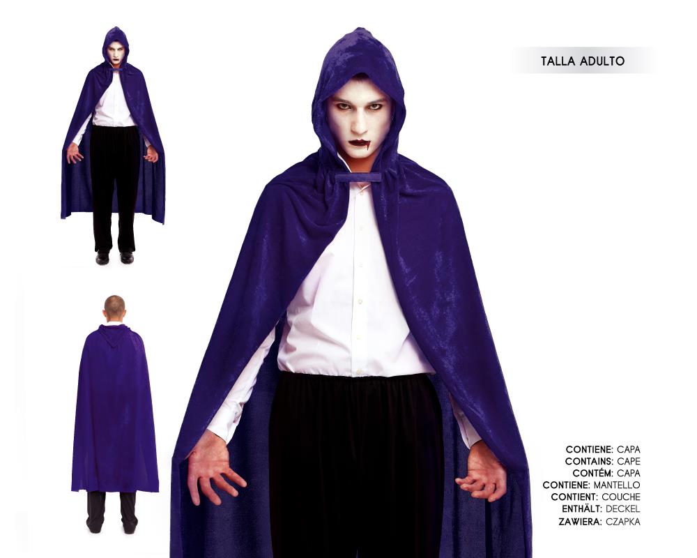 CAPA 140CM TERCIOPELO CAPUCHA MORADA