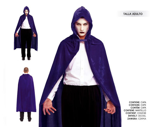 CAPA 140CM TERCIOPELO CAPUCHA MORADA