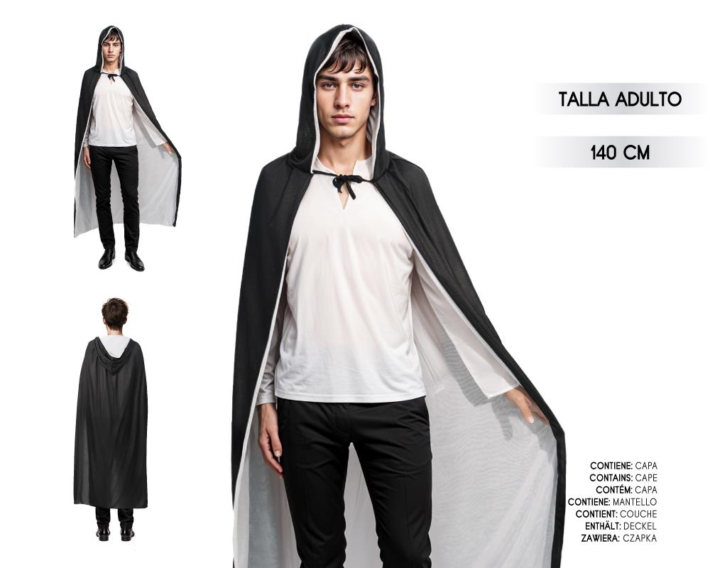 CAPA CON CAPUCHADOBLE CARA 140CM NG C/BL