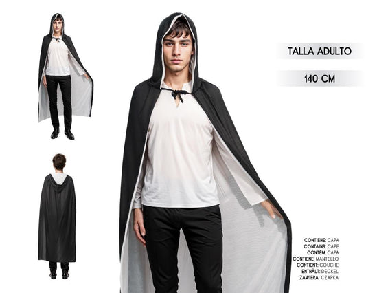 CAPA CON CAPUCHADOBLE CARA 140CM NG C/BL