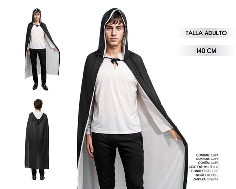 CAPA CON CAPUCHADOBLE CARA 140CM NG C/BL
