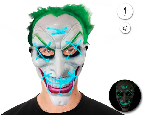 MASCARA PLASTICO PAYASO CON TUBOS DE LUZ