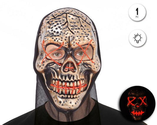 MASCARA SKULL BRONCE TELA CON LUZ