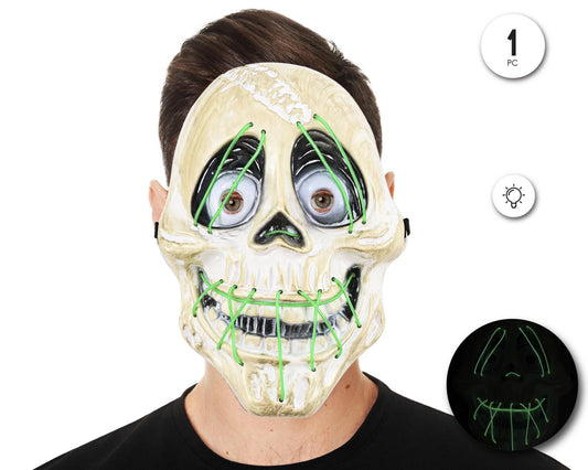 MASCARA CALAVERA CON TUBO DE LUZ