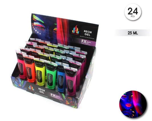 TUBO DE PINTURA NEON GLOW 25ML EXPOSITOR
