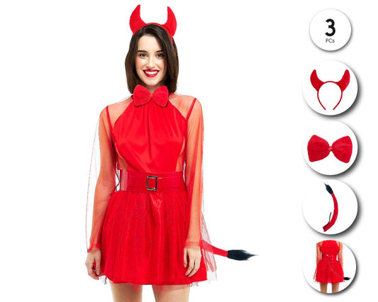 SET DIADEMA COLA DEMONIO