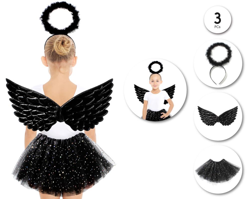 SET TUTU ANGEL NEGRO 3PC