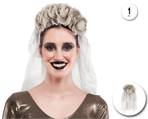 DIADEMA FLORES CON VELO