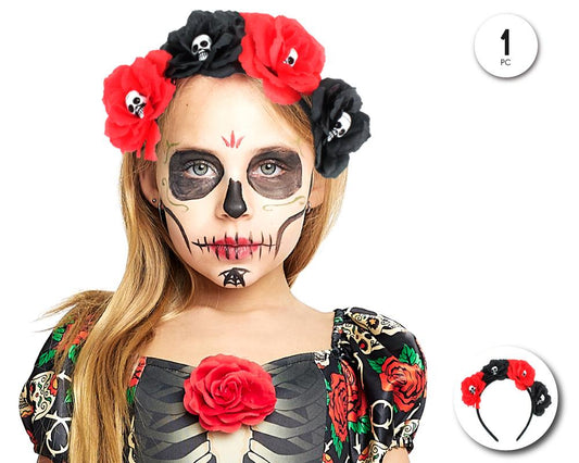 DIADEMA ROSA CON CALAVERA