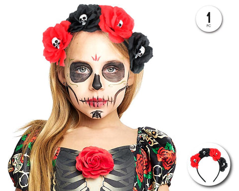 DIADEMA ROSA CON CALAVERA