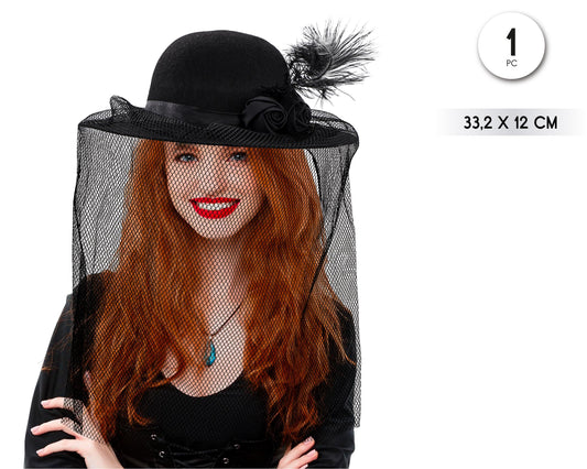 SOMBRERO ROJO CON TUL