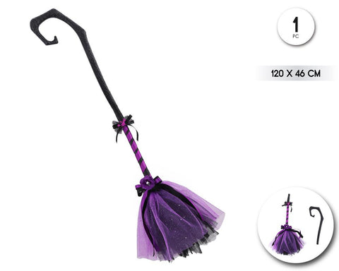 ESCOBA BRUJA TUL BICOLOR NG/MORADO