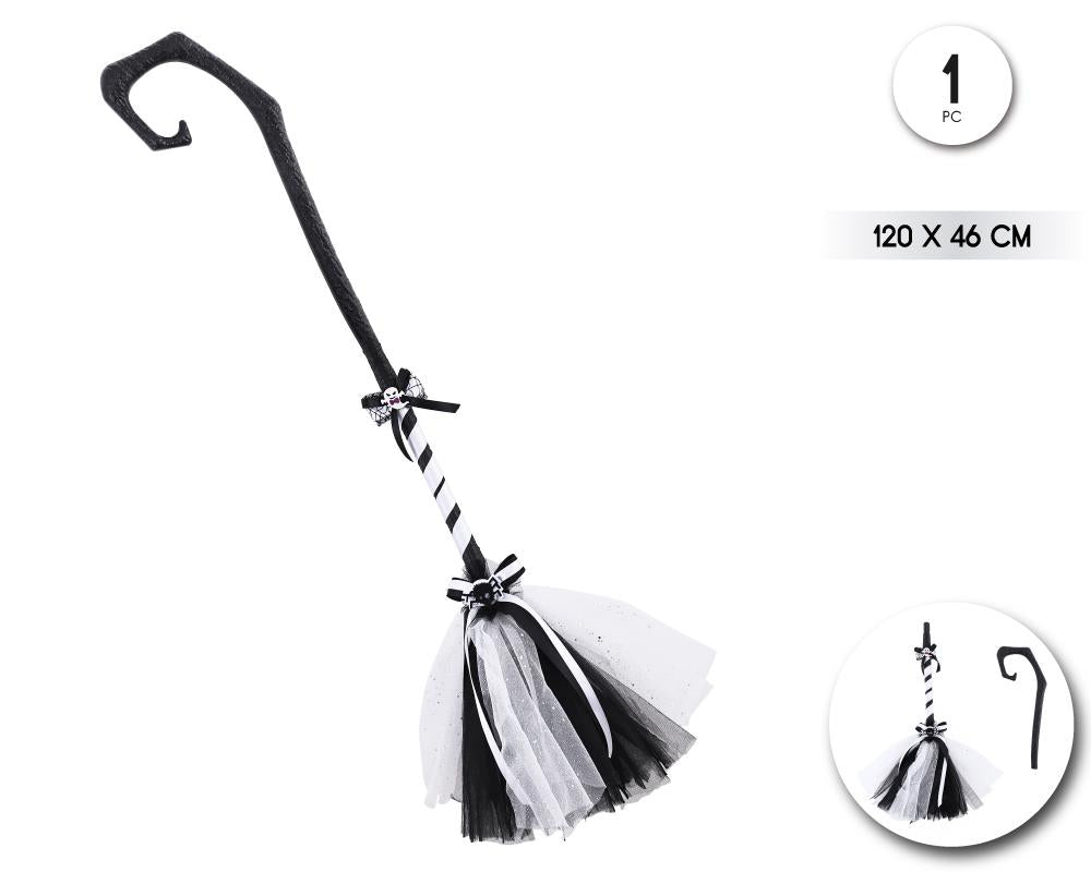 ESCOBA BRUJA TUL BICOLOR NG/BL