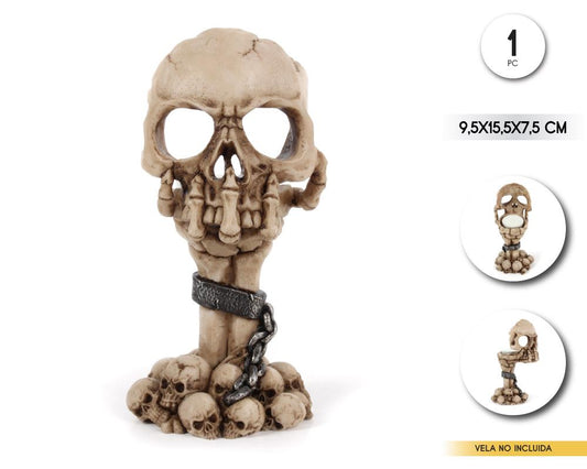 PORTAVELAS DE RESINA SKULL 7.5*9*15.3CM