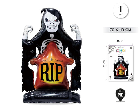 GLOBO FOIL CON BASE HALLOWEEN MUERTE 70X110CM