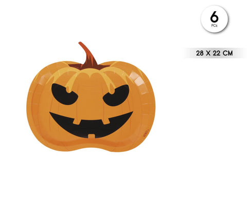 PLATO DE PAPEL CALABAZA 6PCS