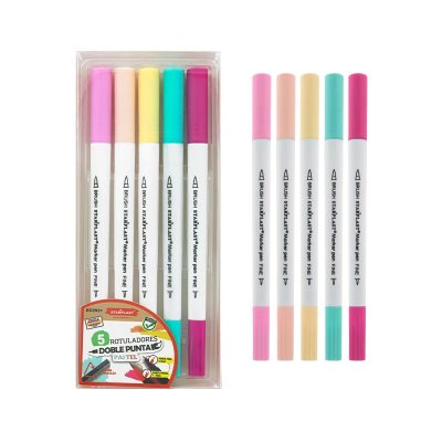 Set de 5 Rotuladores Triangulares Doble Punta Pastel