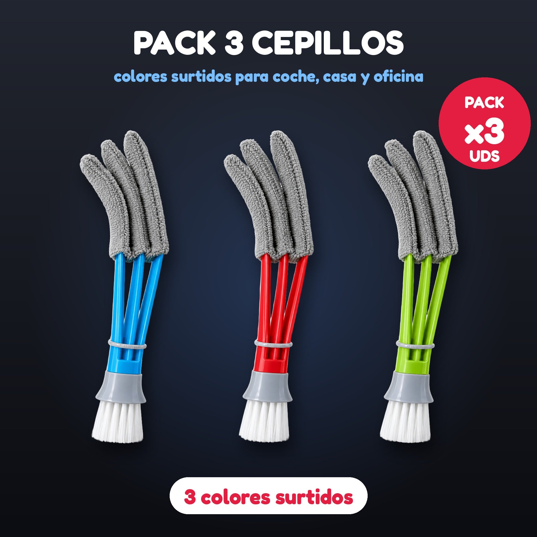 Pack 3 cepillos limpia rejillas