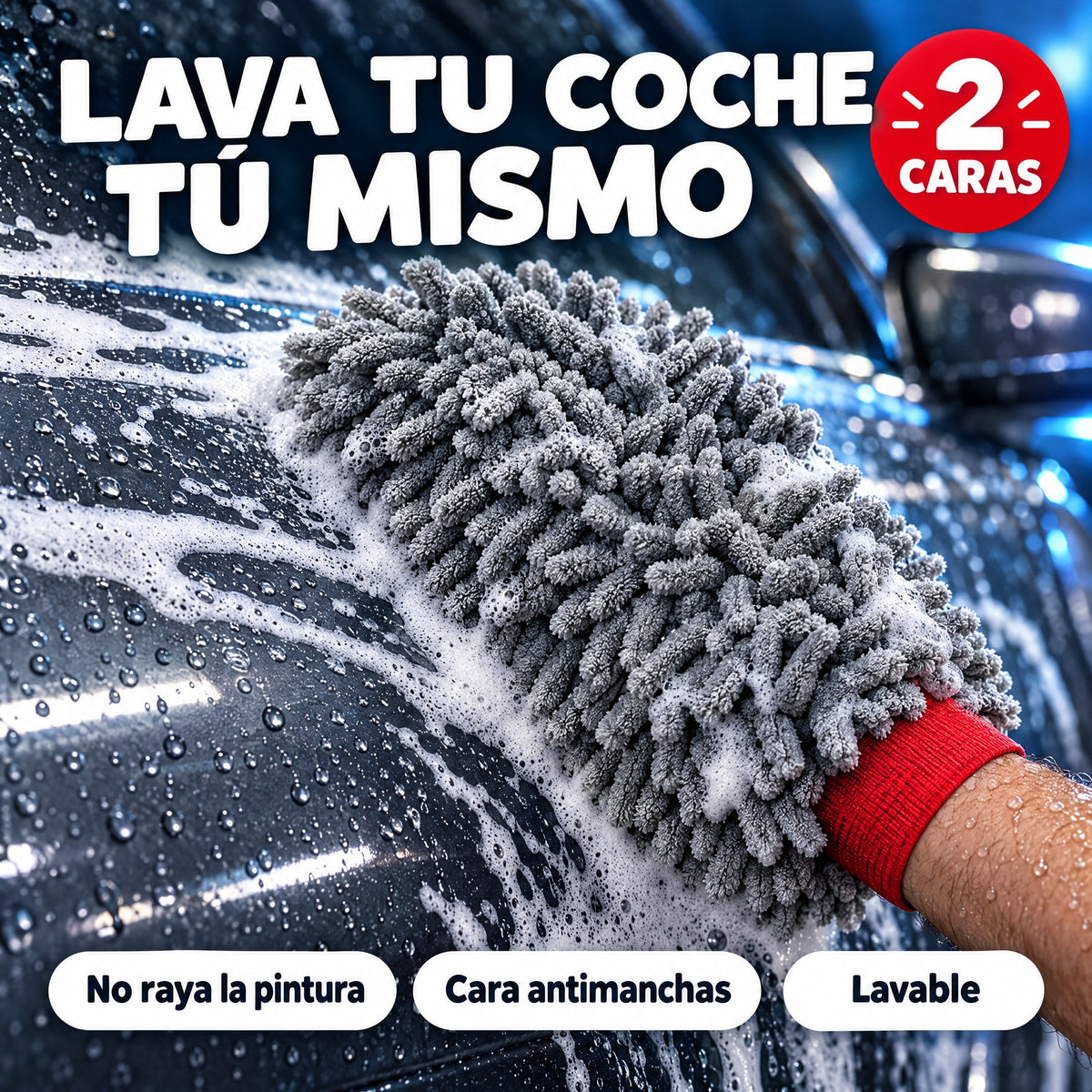 Guante de lavado coche chenilla doble cara