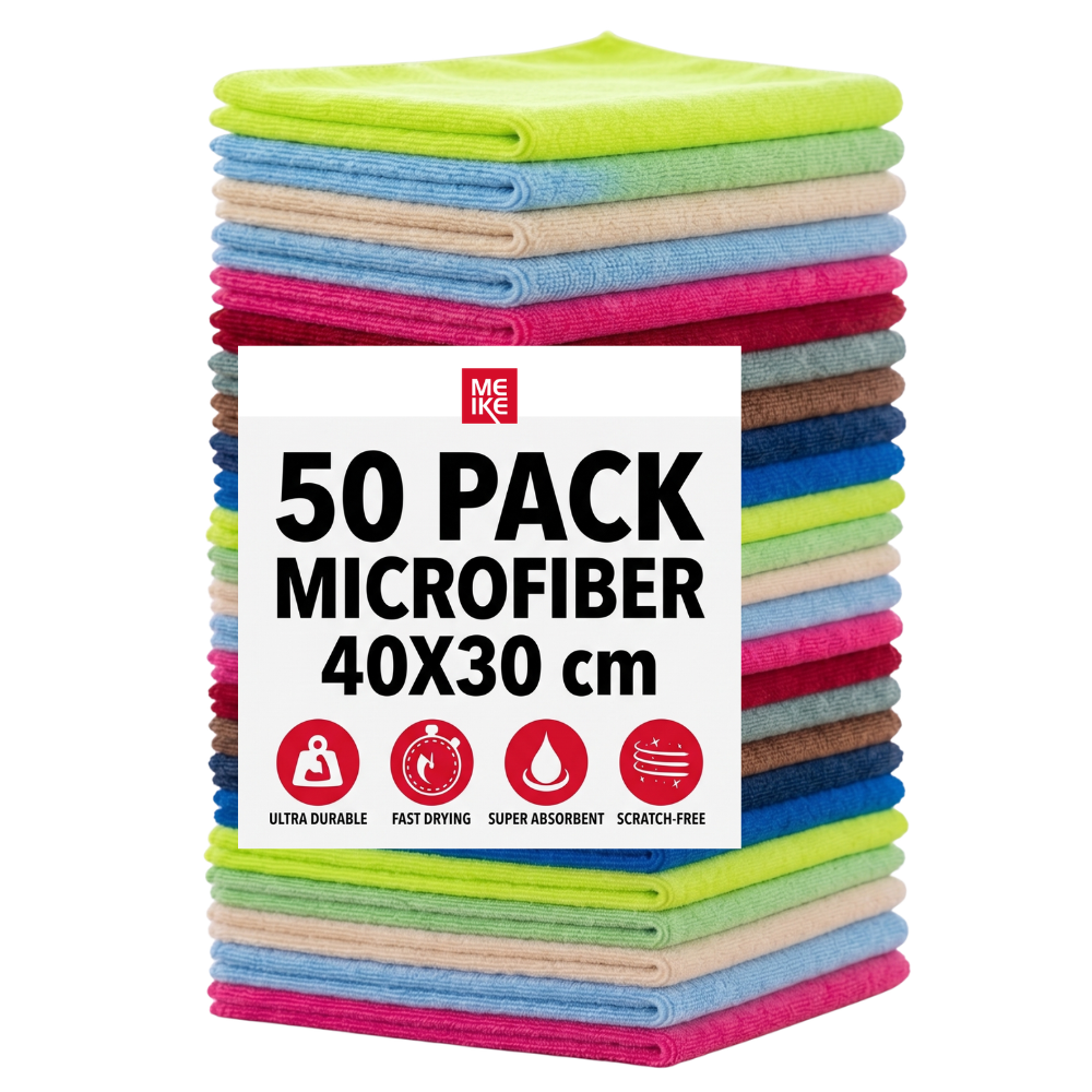 Set de Bayetas de Microfibra MEIKE - Súper Absorbentes y Sin Pelusas (Colores Surtidos)