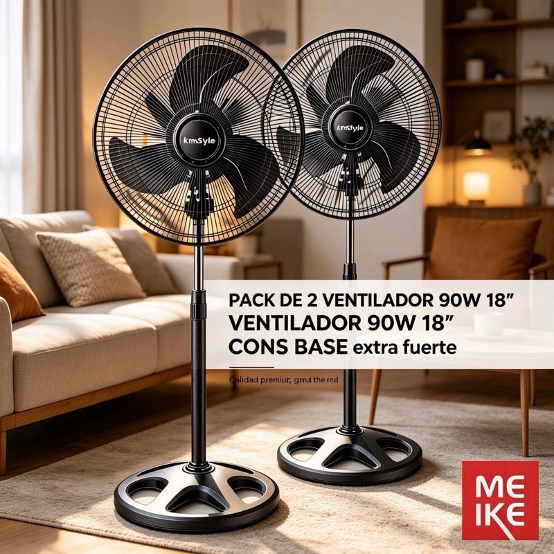 Pack 2 Ventiladores de Pie 90W Pro | Alta Potencia y Rendimiento | Pack Doble (2 Unidades)
