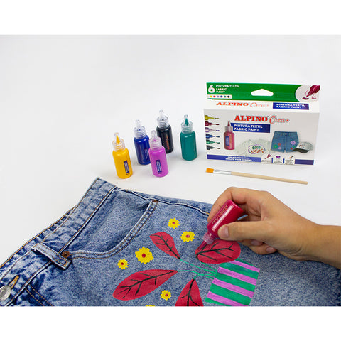 Caja 6 Alpino Crea Textil Pintura para Decorar Tejidos