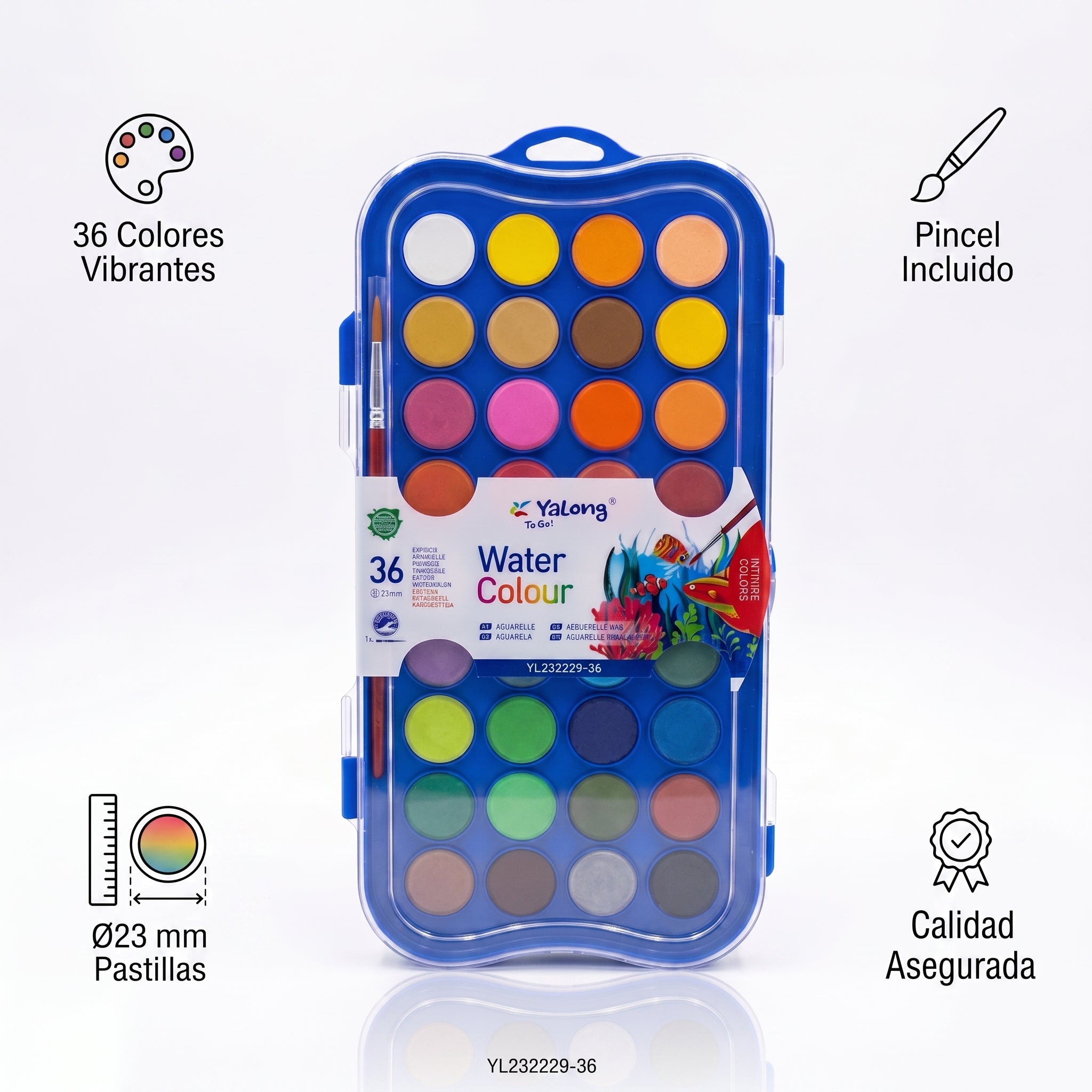 Set de Acuarelas Yalong "To Go!" - 36 Colores Vibrantes con Pincel Incluido