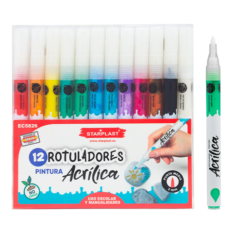 ROTULADORES PINTURA ACRILICA 12 COLORES