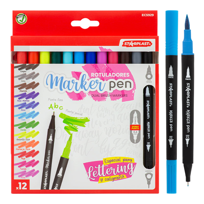 Rotuladores doble Marker Pen 12 Colores