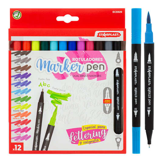 Rotuladores doble Marker Pen 12 Colores