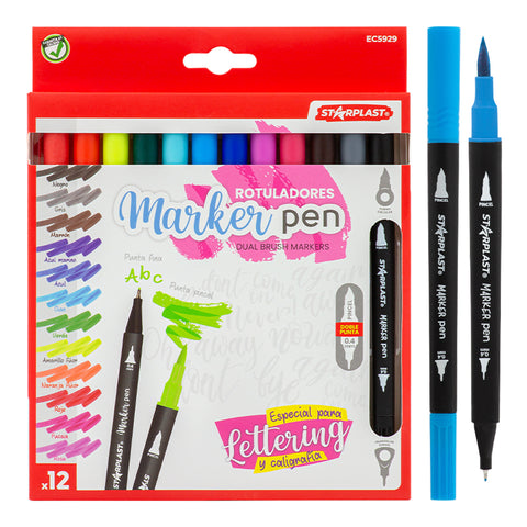 Rotuladores doble Marker Pen 12 Colores