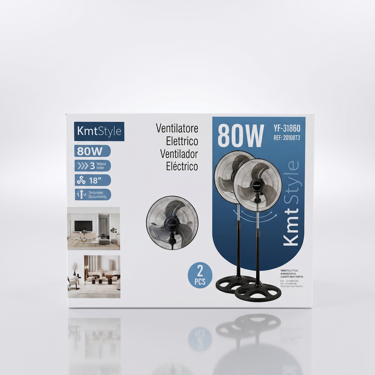 Pack 2 Ventiladores de Pie 80W | Oscilación Total 360° | Pack Doble (2 Unidades)