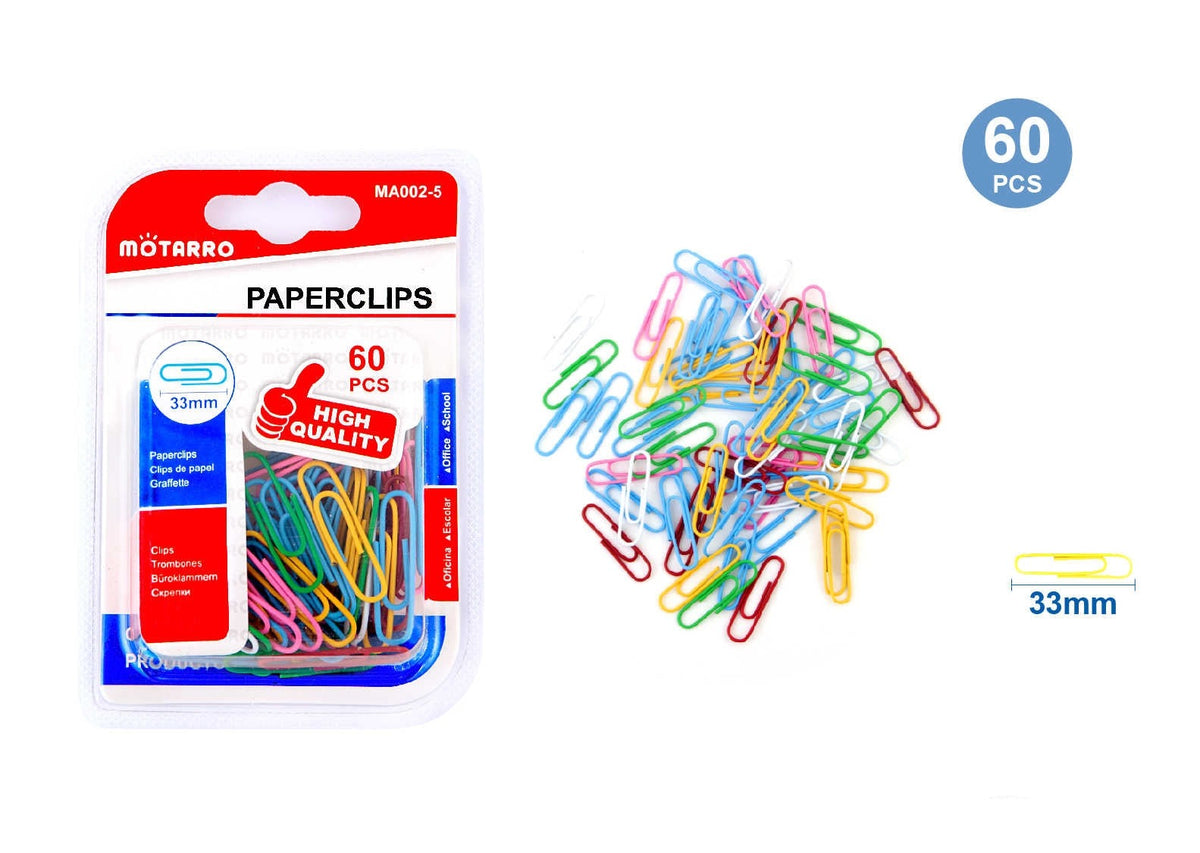 CLIPS COLORES 33MM 60PCS