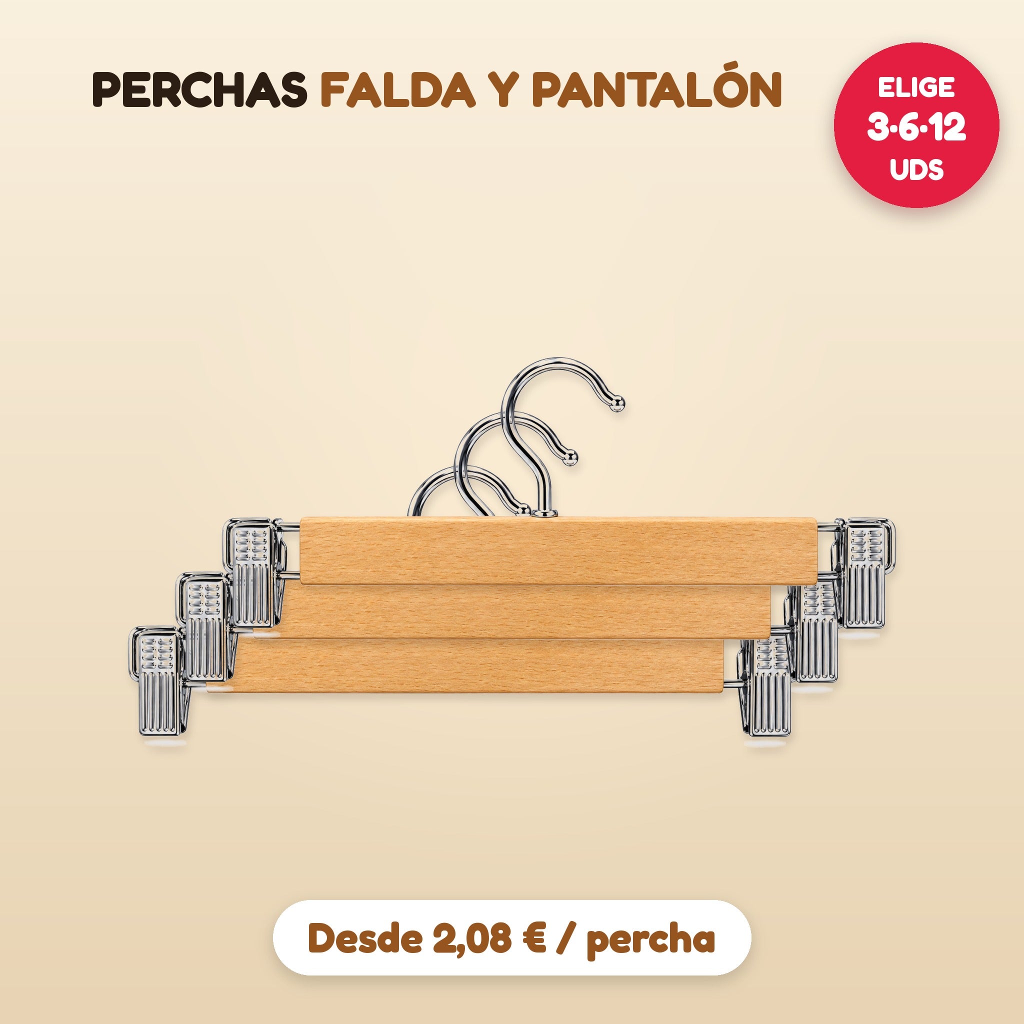 Perchas falda y pantalón elige pack 3, 6 o 12