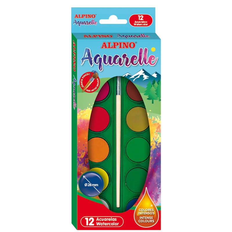 ESTUCHE ACUARELA ALPINO 12 COLORES SURT.