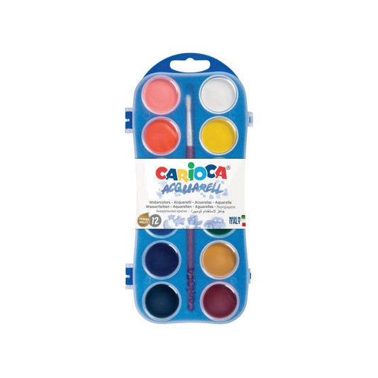 Carioca - Caja 12 acuarelas con pincel, 30 mm (K55123000)