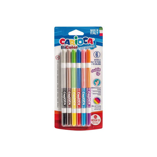 ROTULADORES CARIOCA BICOLOR x 6 DOBLE PUNTA