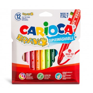 ROTULADOR 12 COLORES GRUESOS CARIOCA BRAVO