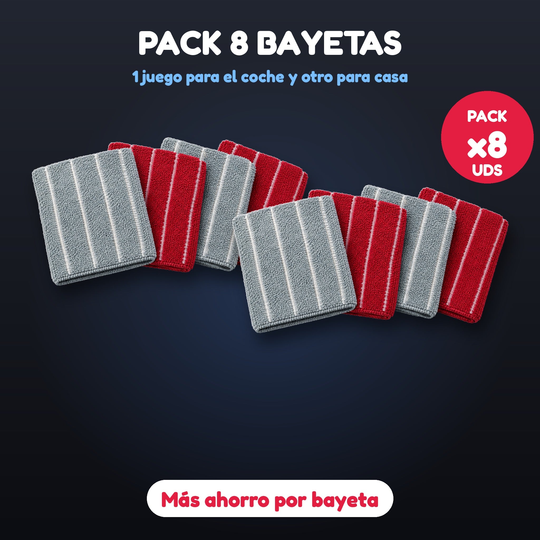 Pack 8 bayetas microfibra