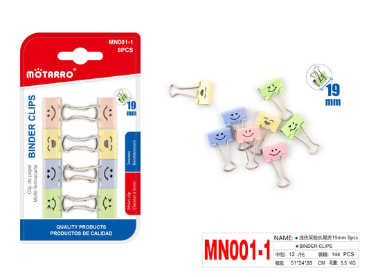 CLIPS DE PAPEL CON CARA 19MM 8PCS