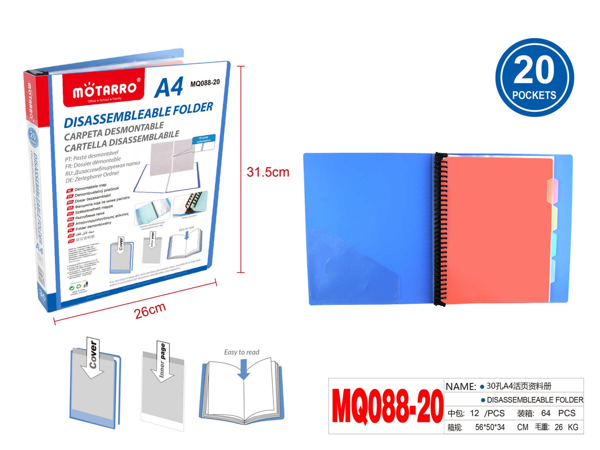 CARPETA DESMONTABLE A4 20 HOJAS