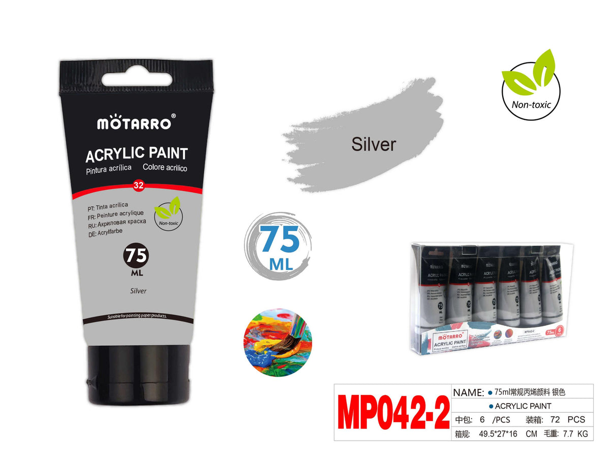 PINTURA ACRILICA 75ML PLATA