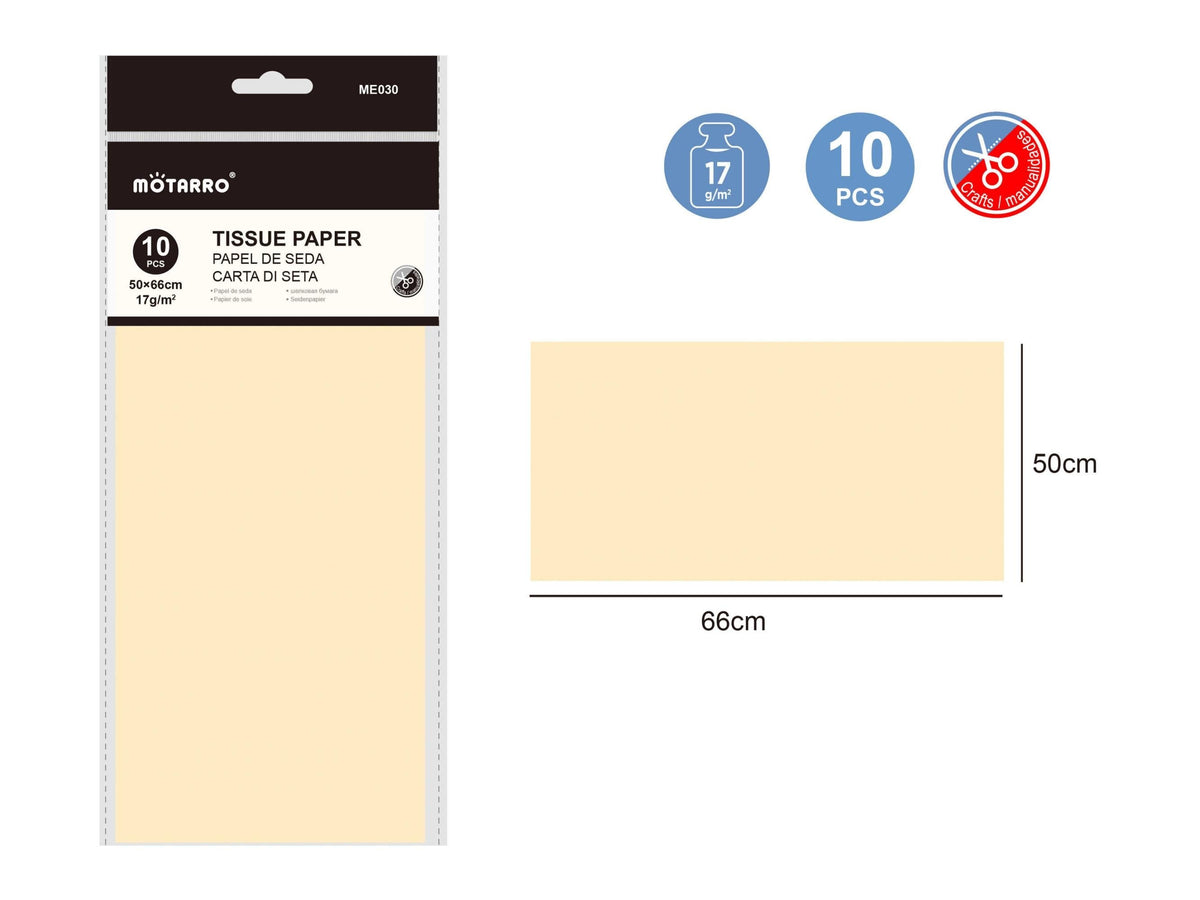PAPEL DE SEDA CREMA 10PCS 66X50CM