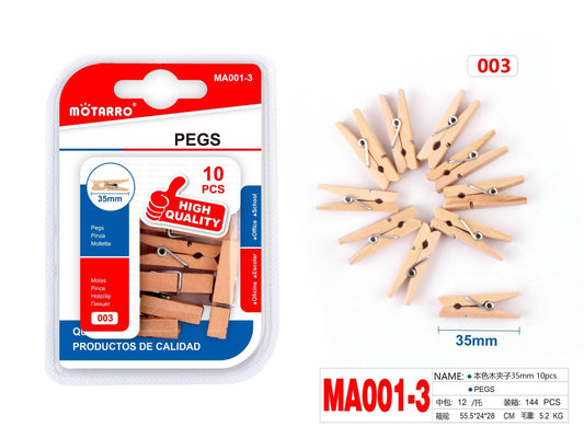 PINZA MADERA 35mm 10pcs