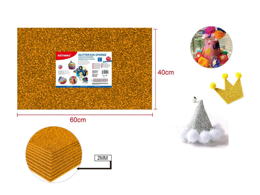 GOMA EVA CON PURPURINA 40*60CM 2MM ORO OSCURO