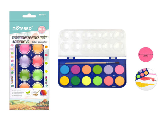 ACUARELA COLOR PASTEL 12 PASTILLAS + PINCEL
