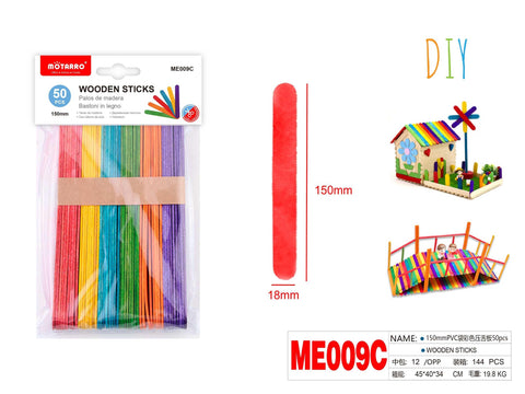 PALOS MADERA COLORES 150X18MM 50PCS